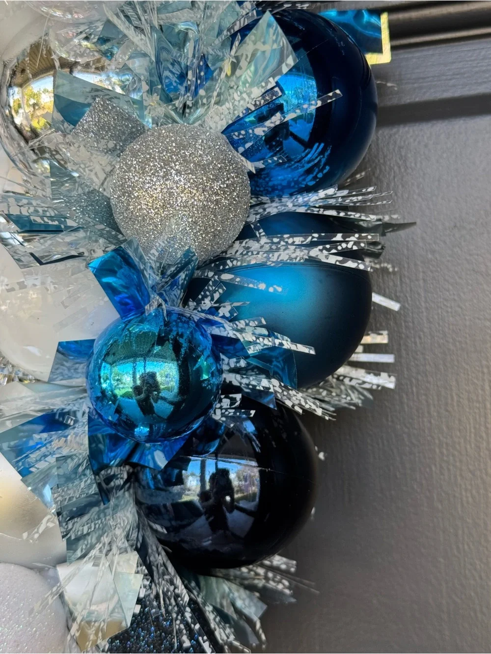 Blue & White Reindeer Decorative Holiday Wreath